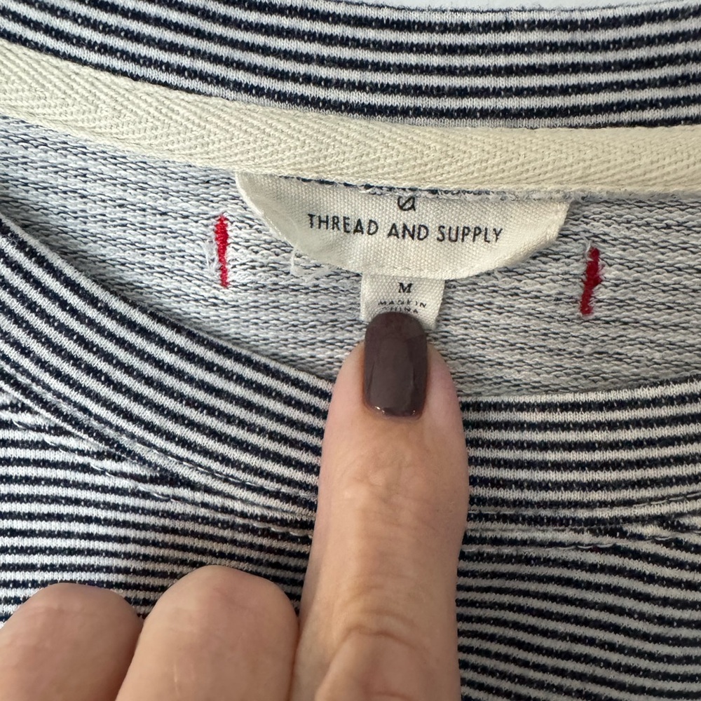 Thread & Supply Black/White Striped Sweatshirt - Picture 2 of 5